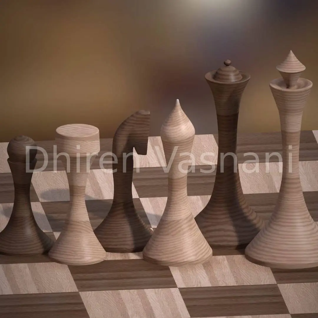3D Render of Chess Board & Pieces
