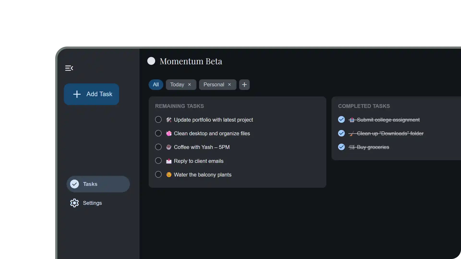 Momentum: Manage your Tasks with Ease